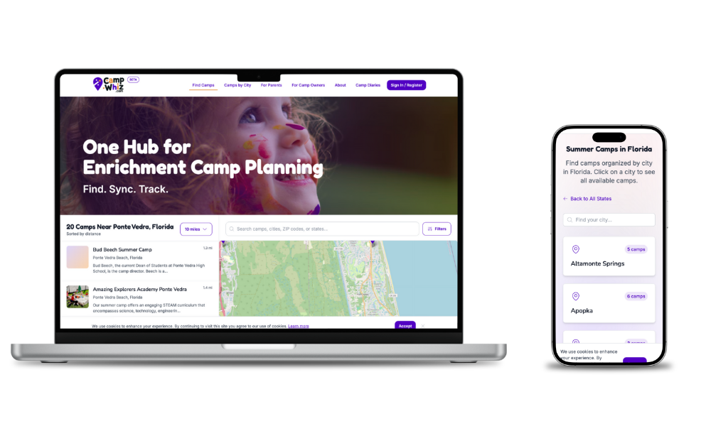 CampWhiz on desktop and mobile devices